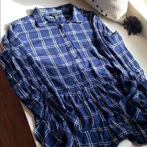 **SOLD** Express Peplum Plaid Fall Top Button Up
